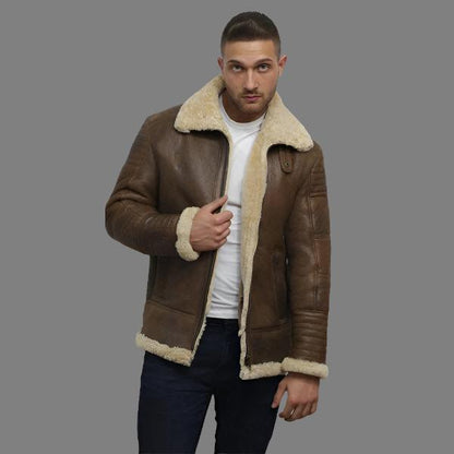 Men's Brown Sheepskin Flying Jacket