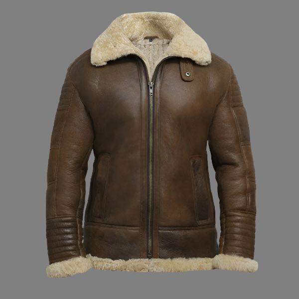 Men's Brown Sheepskin Flying Jacket