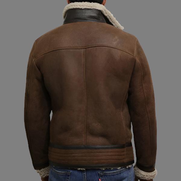 Men's Brown Genuine Shearling Sheepskin Leather Jacket - Vintage Style