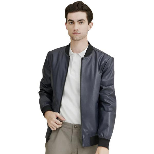 Men’s Faux Leather Bomber Jacket