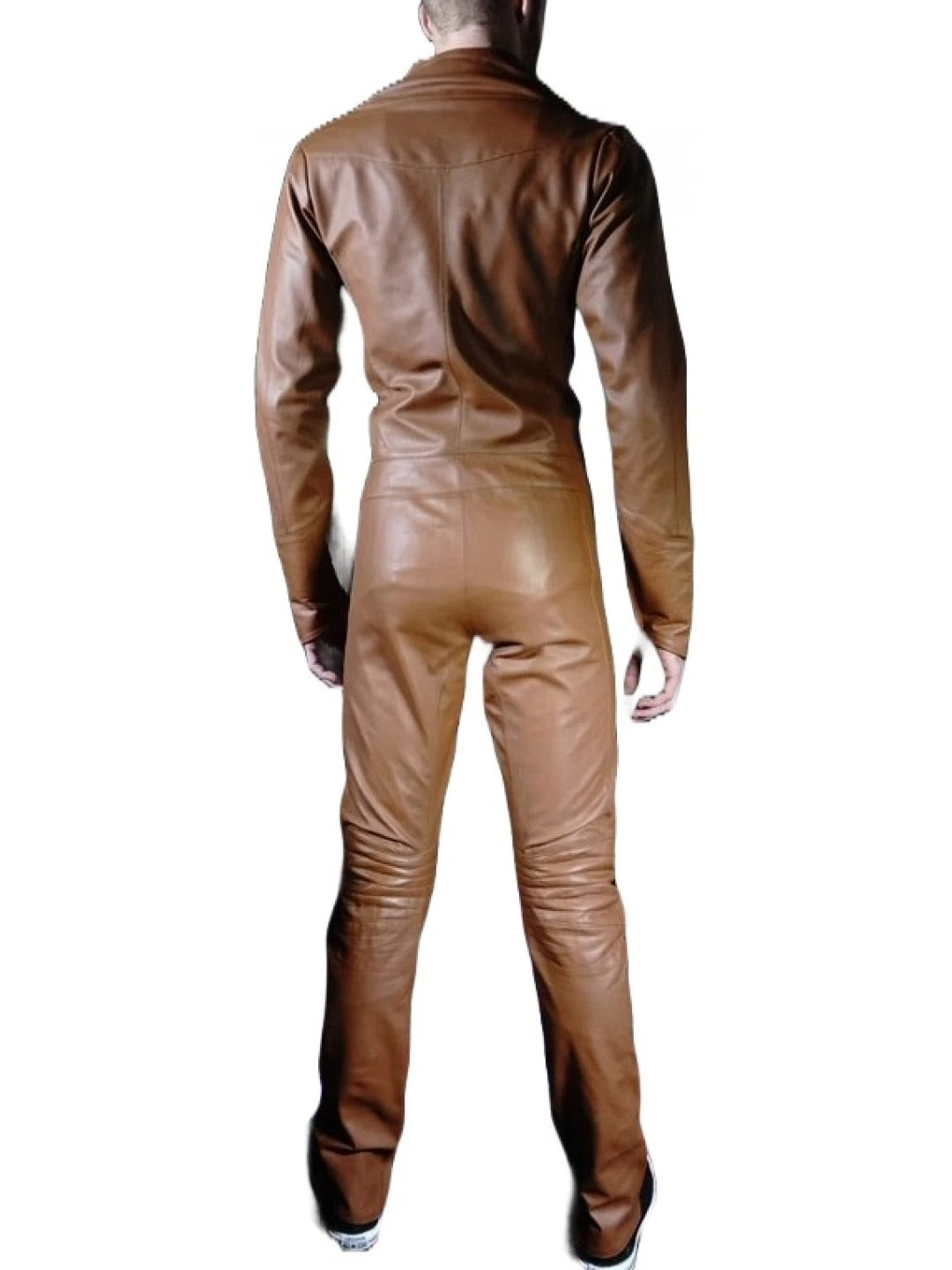 Avanzar Leather Men's Biker Style Real Sheepskin Brown Motorcycle Leather Jumpsuit