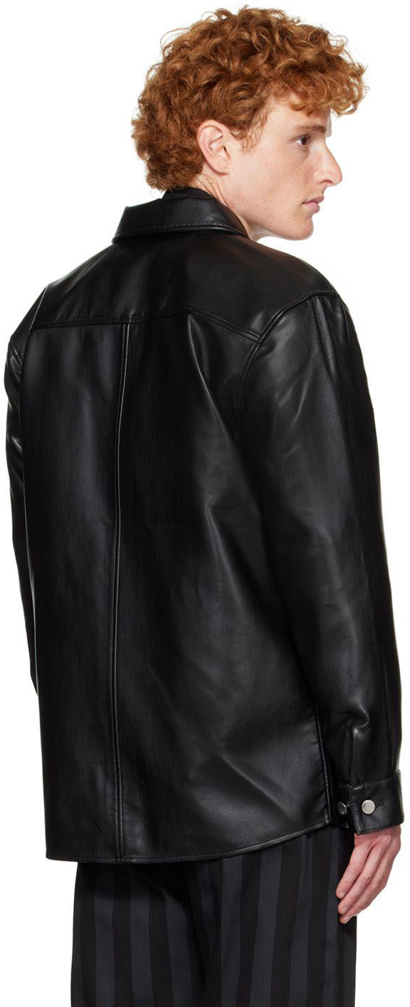 Men's Black Biker Leather Shirt