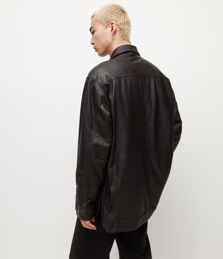 Men's Oversized Black Leather Shirt