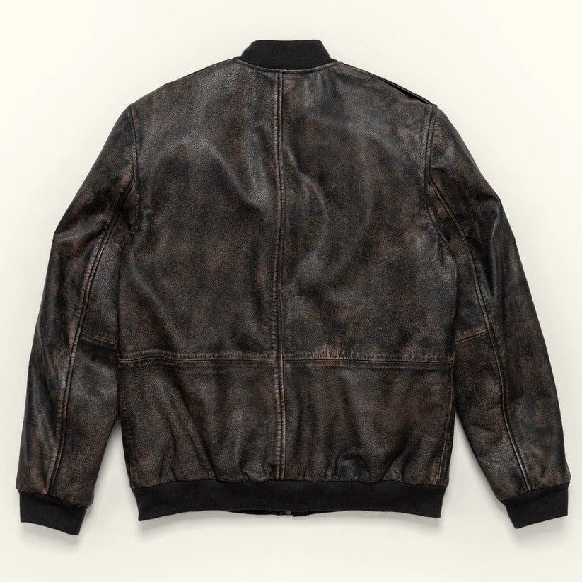 Men's Bomber Vintage Leather Jacket in Black Bold and Timeless