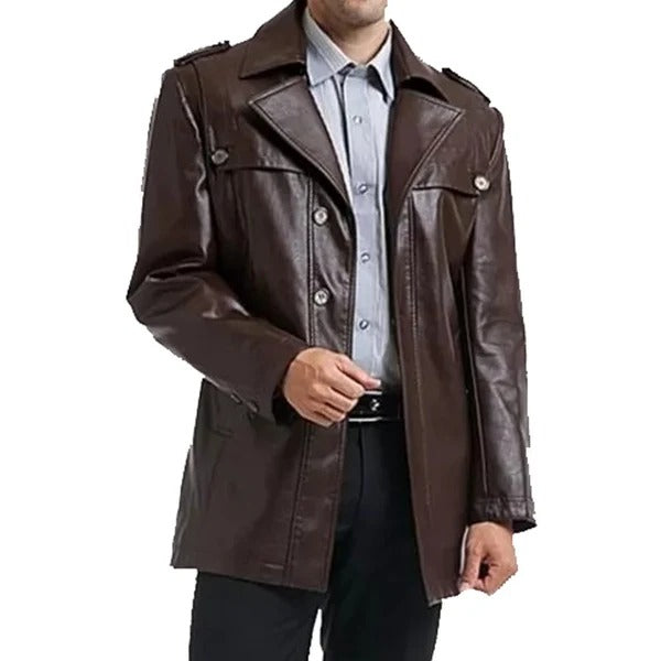 Men’s Brown Single Breasted Motorcycle Leather Coat Avanzar Leather