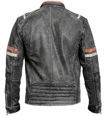 Men's Café Racer Distressed Leather Jacket in Black Bold Vintage Appeal