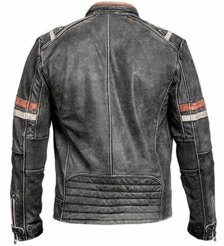 Men's Distressed Black Café Racer Leather Jacket