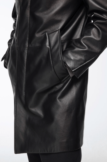 Men's Black Casual Leather Coat