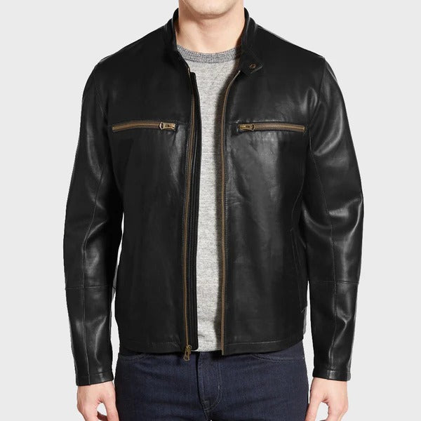 Men’s Classy Lambskin Leather Moto Jacket Biker Style