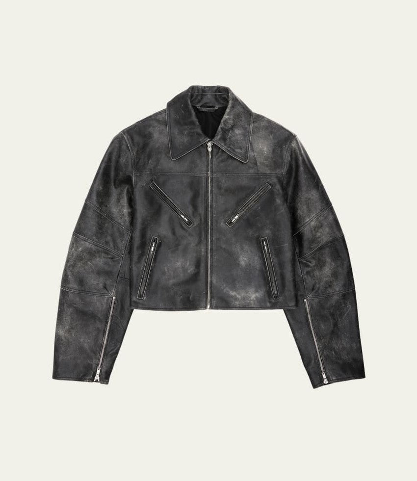 Men's Black Distressed Vintage Leather Jacket