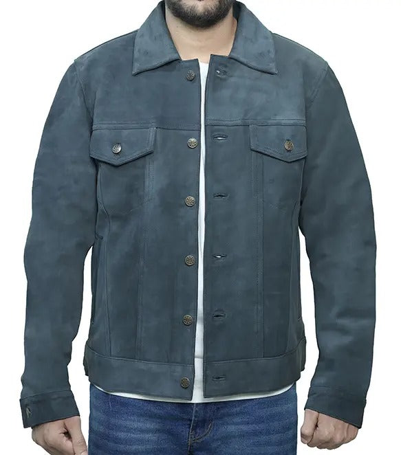 Men’s Suede Trucker Leather Jacket