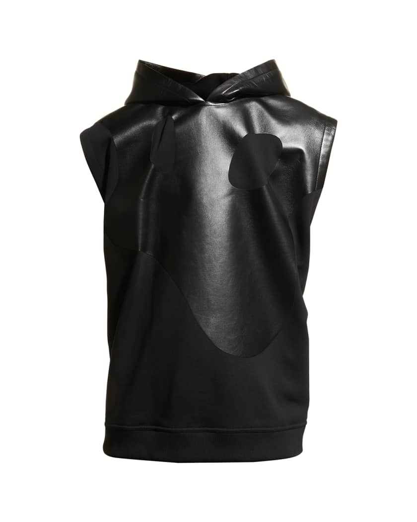 Men's Black Hooded Leather Shirt