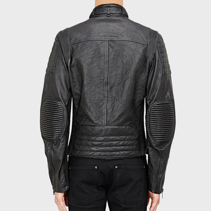 Men’s Summer Leather Motorcycle Jacket Lightweight Biker Style