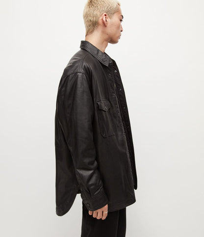 Men's Oversized Black Leather Shirt