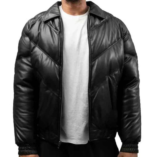 Men’s Lambskin Leather Puffer Jacket Avanzar Leather