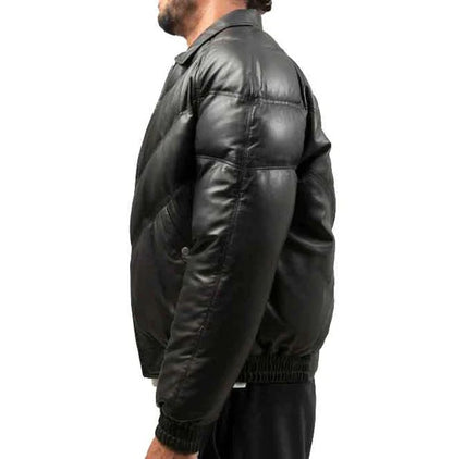 Men’s Lambskin Leather Puffer Jacket Avanzar Leather