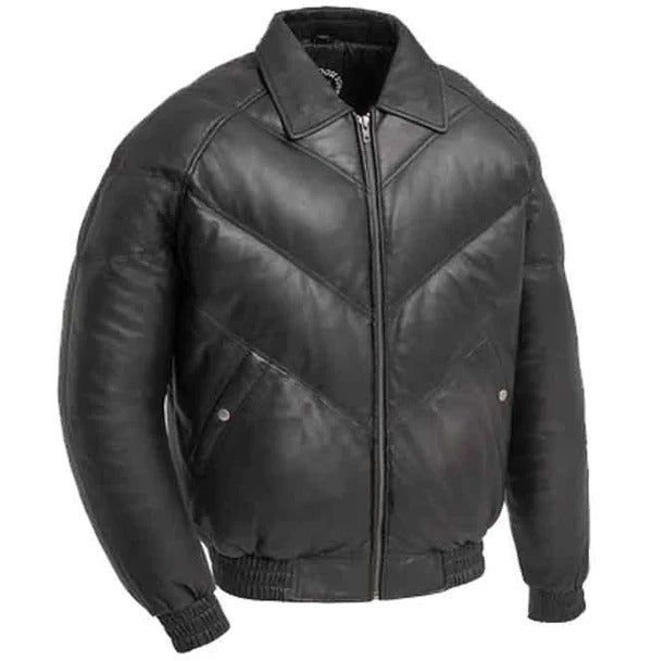 Men’s Lambskin Leather Puffer Jacket Avanzar Leather