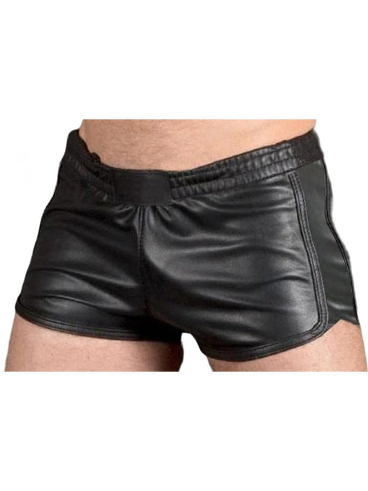 Men’s Black Sheepskin Leather Gym Shorts