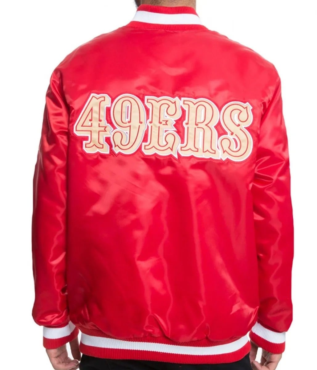 Vintage 80s San Francisco 49ers Red Satin Bomber Jacket