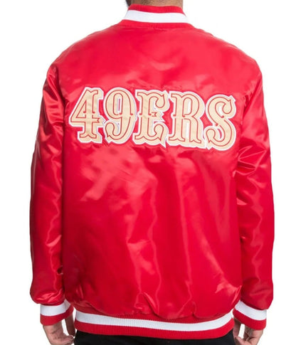 Vintage 80s San Francisco 49ers Red Satin Bomber Jacket
