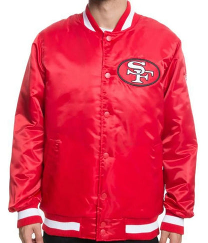 Vintage 80s San Francisco 49ers Red Satin Bomber Jacket