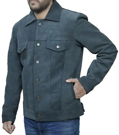 Men’s Suede Trucker Leather Jacket
