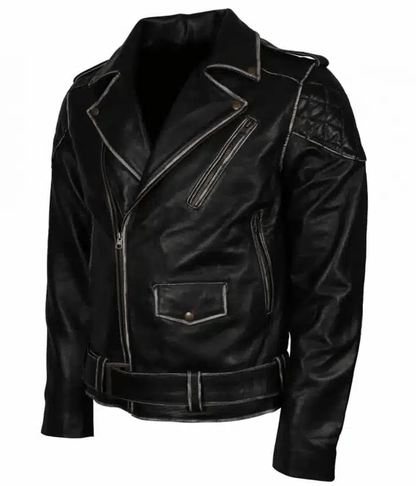 Men's Vintage Black Biker Leather Jacket