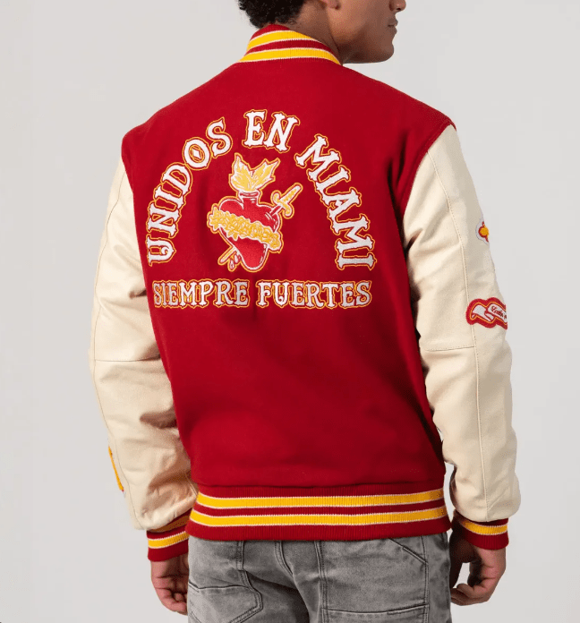 Miami Heritage Varsity Bomber Jacket in Red