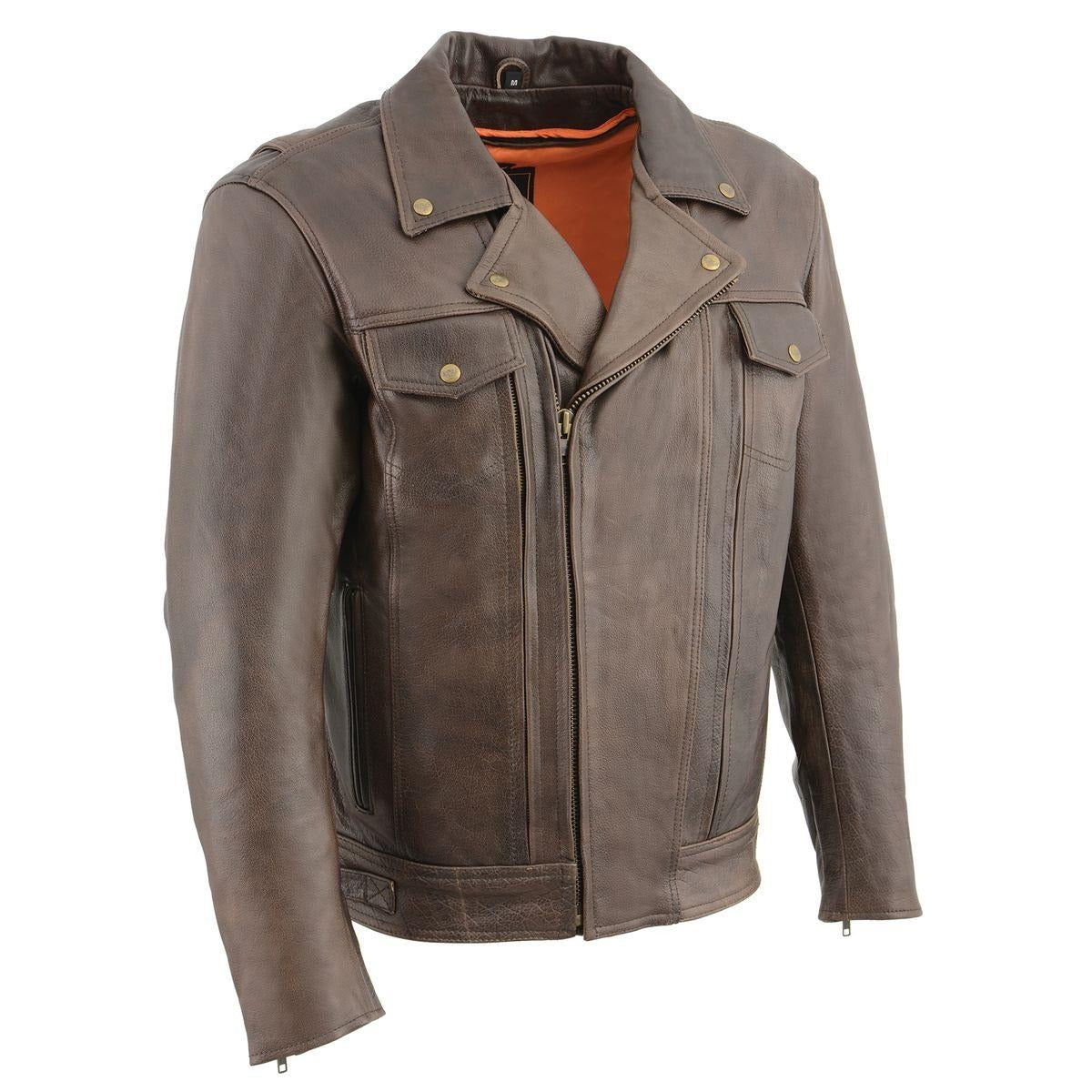 Men’s Retro Brown Motorcycle Leather Jacket