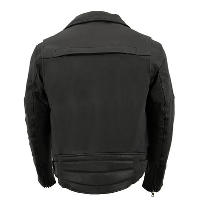 Men’s Black Utility Pocket Premium Motorcycle Leather Jacket