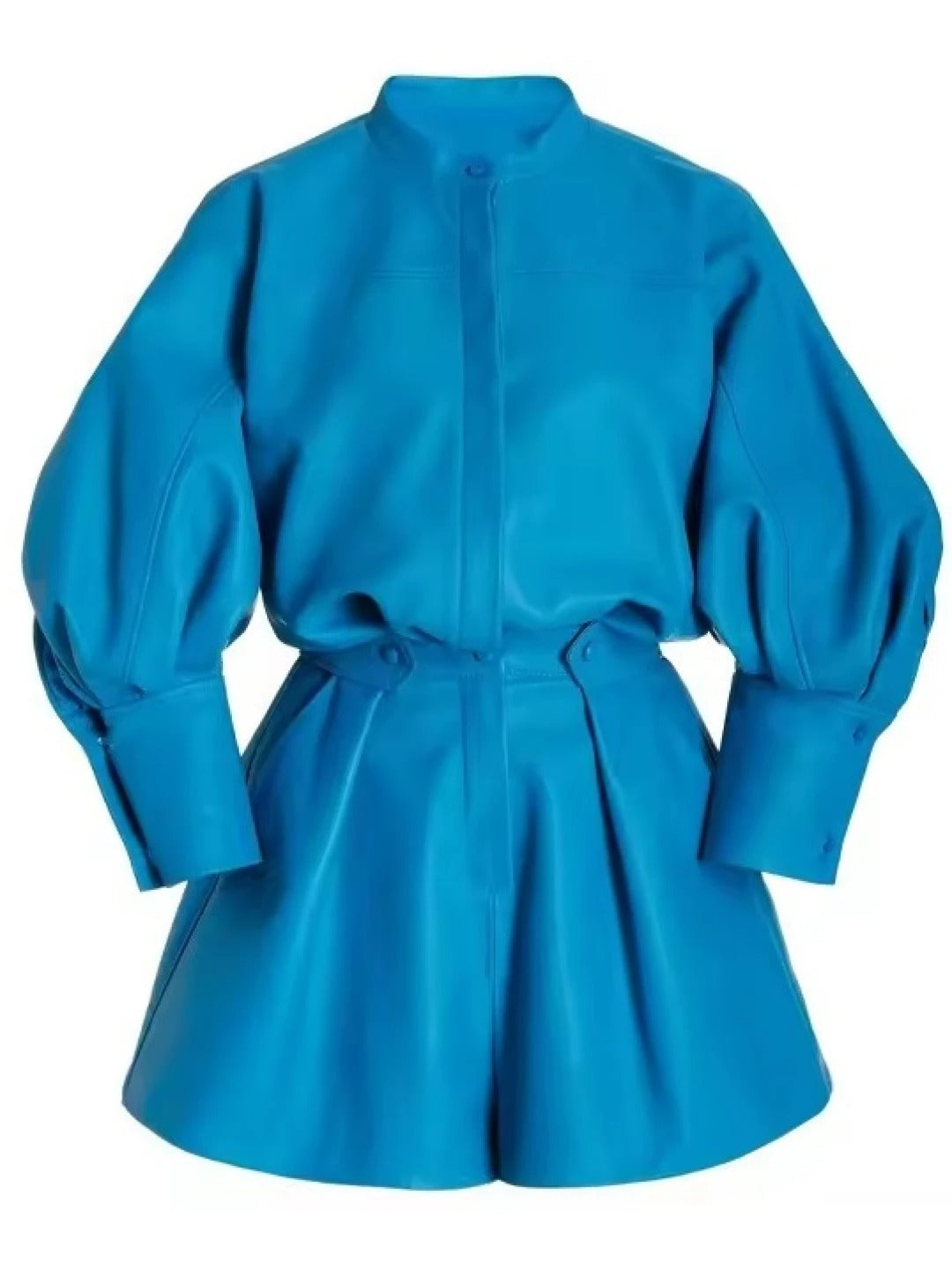 Avanzar Leather Mock Neck Blue Leather Romper