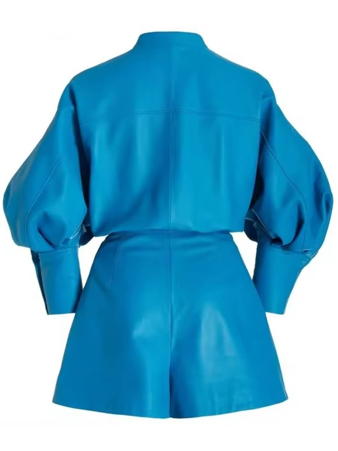 Avanzar Leather Mock Neck Blue Leather Romper