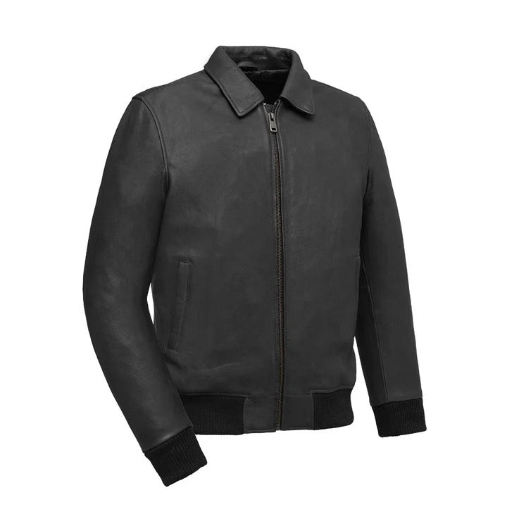 Men’s Leather Motorcycle Bomber Jacket