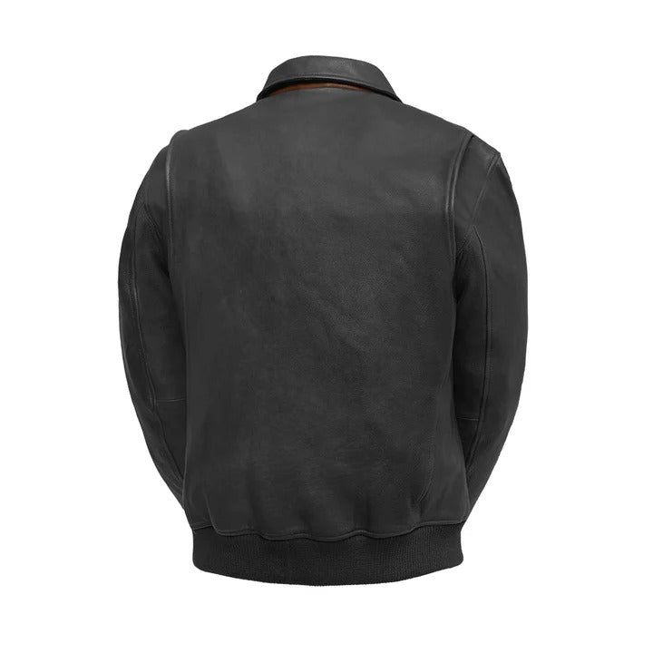 Men’s Leather Motorcycle Bomber Jacket
