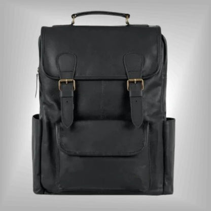 Men’s Black Premium Leather Backpack Avanzar Leather