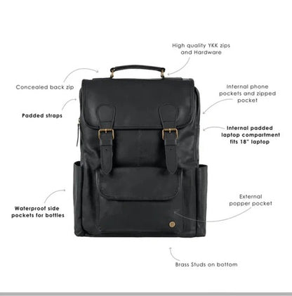 Men’s Black Premium Leather Backpack Avanzar Leather