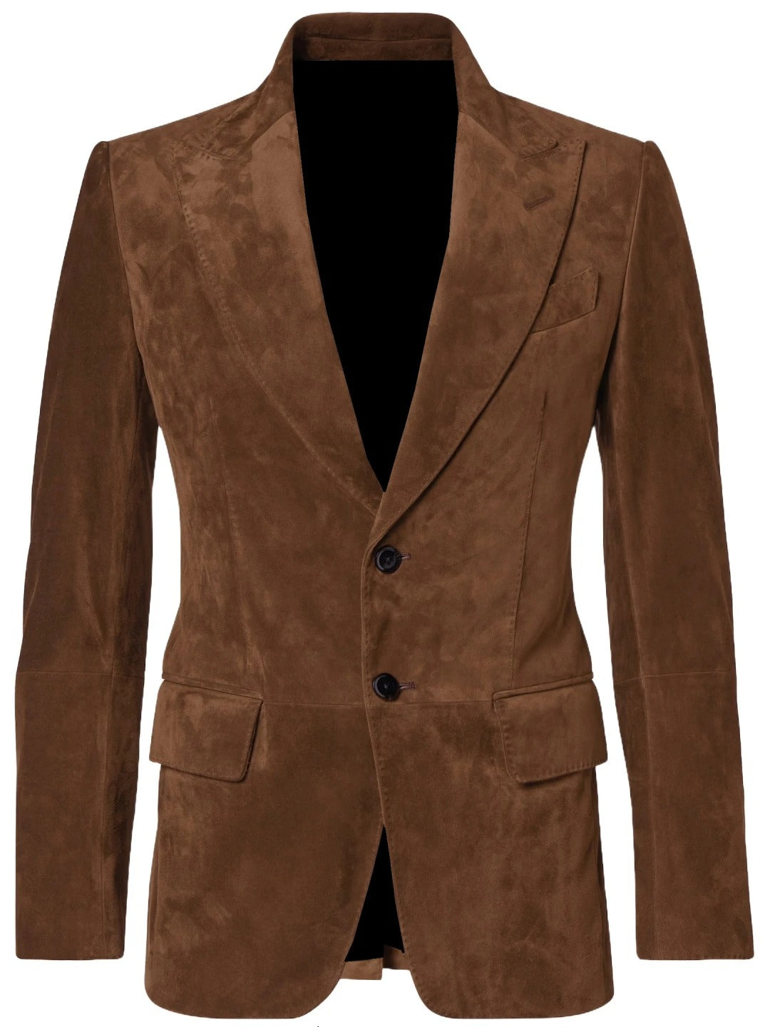 Men’s Brown Suede Leather Blazer with Peak Lapel – Sophisticated and Timeless