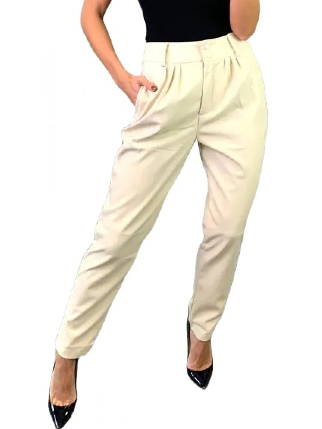 White Pleated Leather Pants – Chic & Versatile Leather Trousers