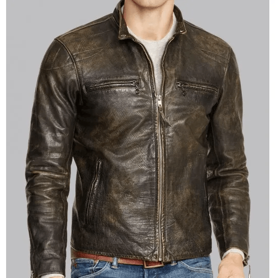 Men's Brown Cafe Racer Vintage Leather Jacket