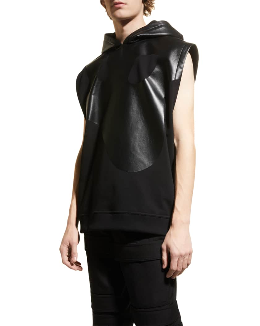 Men's Black Hooded Leather Shirt