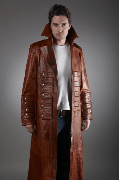 Men's Dark Brown Long Leather Coat