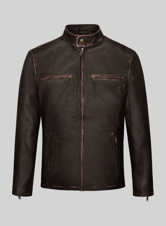 Men's Coffee Brown Vintage Motorcycle Leather Jacket