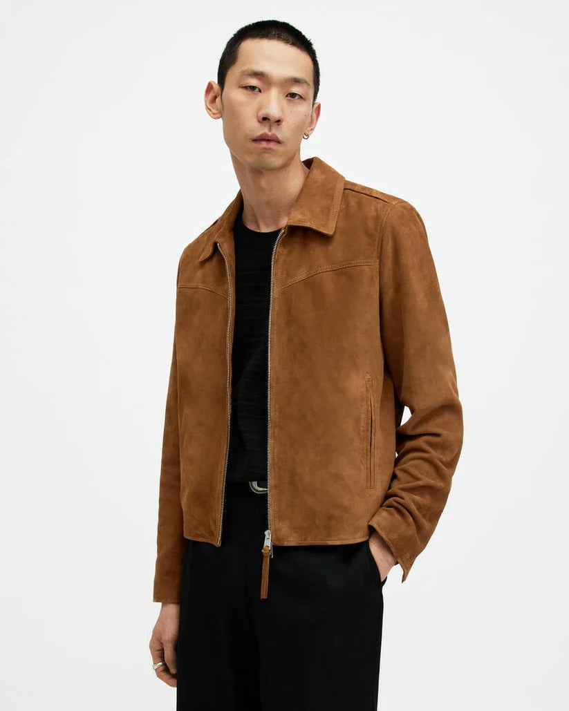 Men's Brown Suede Leather Jacket Timeless Style & Comfort