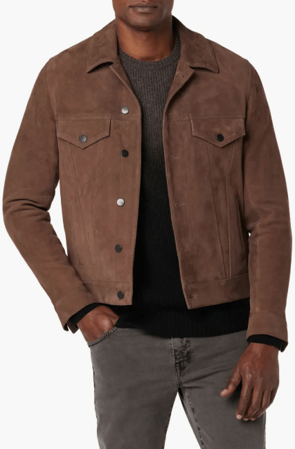 Men's Premium Tan Beige Suede Leather Trucker Jacket by Avanzar Leather