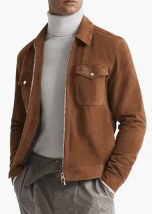 Men's Premium Dark Brown Suede Leather Trucker Jacket by Avanzar Leather