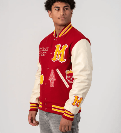 Miami Heritage Varsity Bomber Jacket in Red