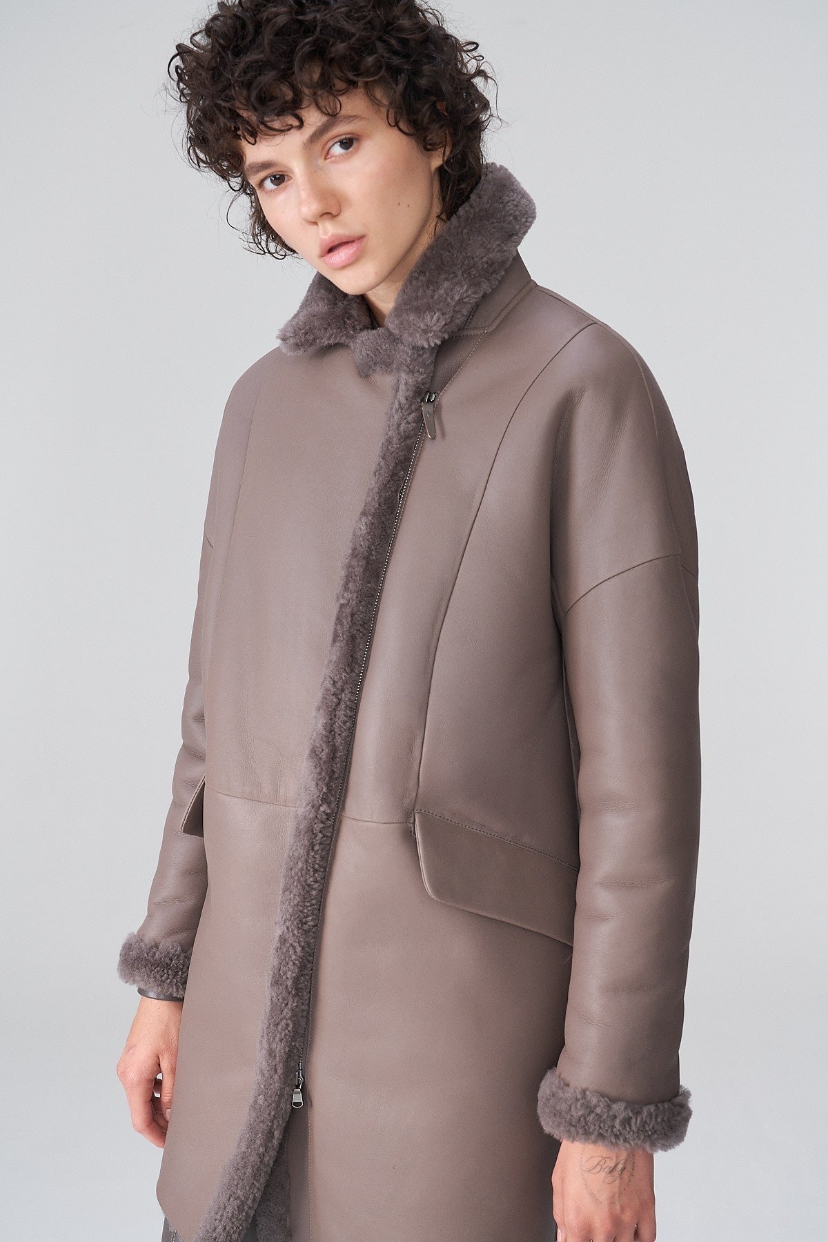 Women's Brown Sheepskin B7 Bomber Leather Coat