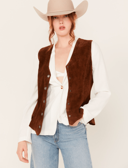 Women's Brown Suede Leather Vest