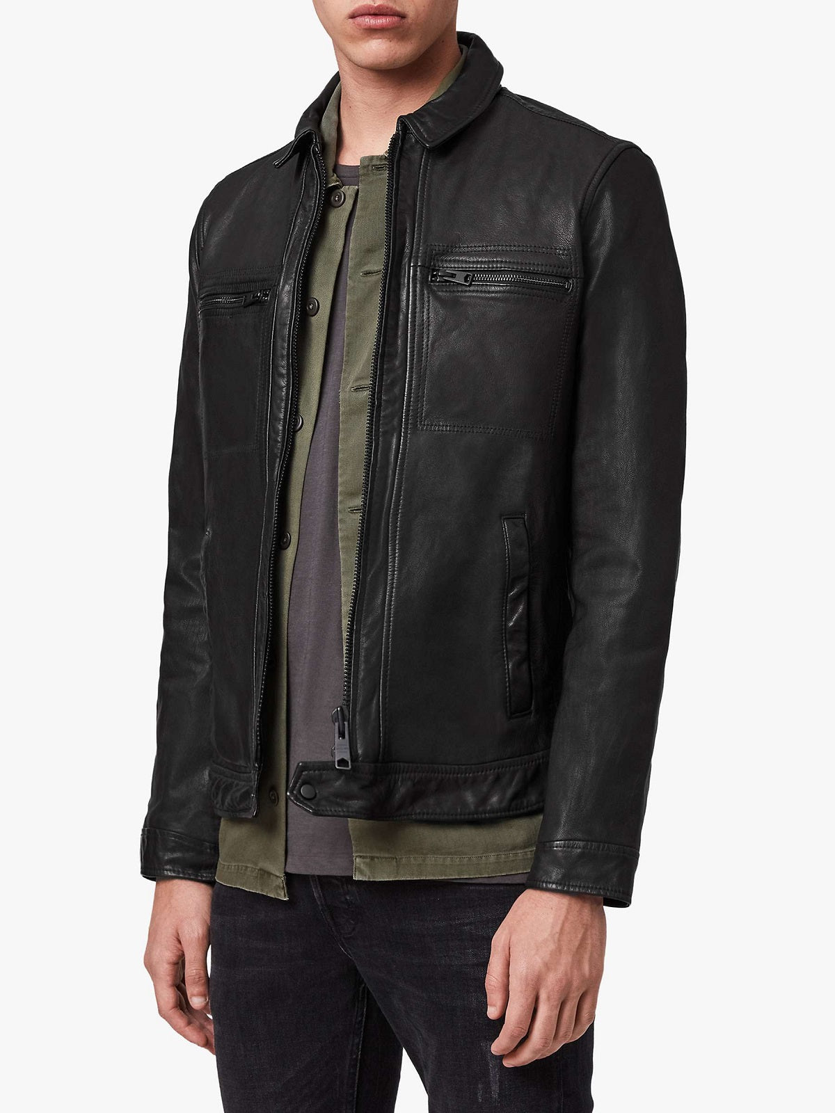 Men's Premium Solid Black Leather Jacket