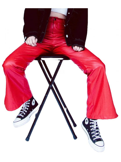 Red Leather Flare Pants